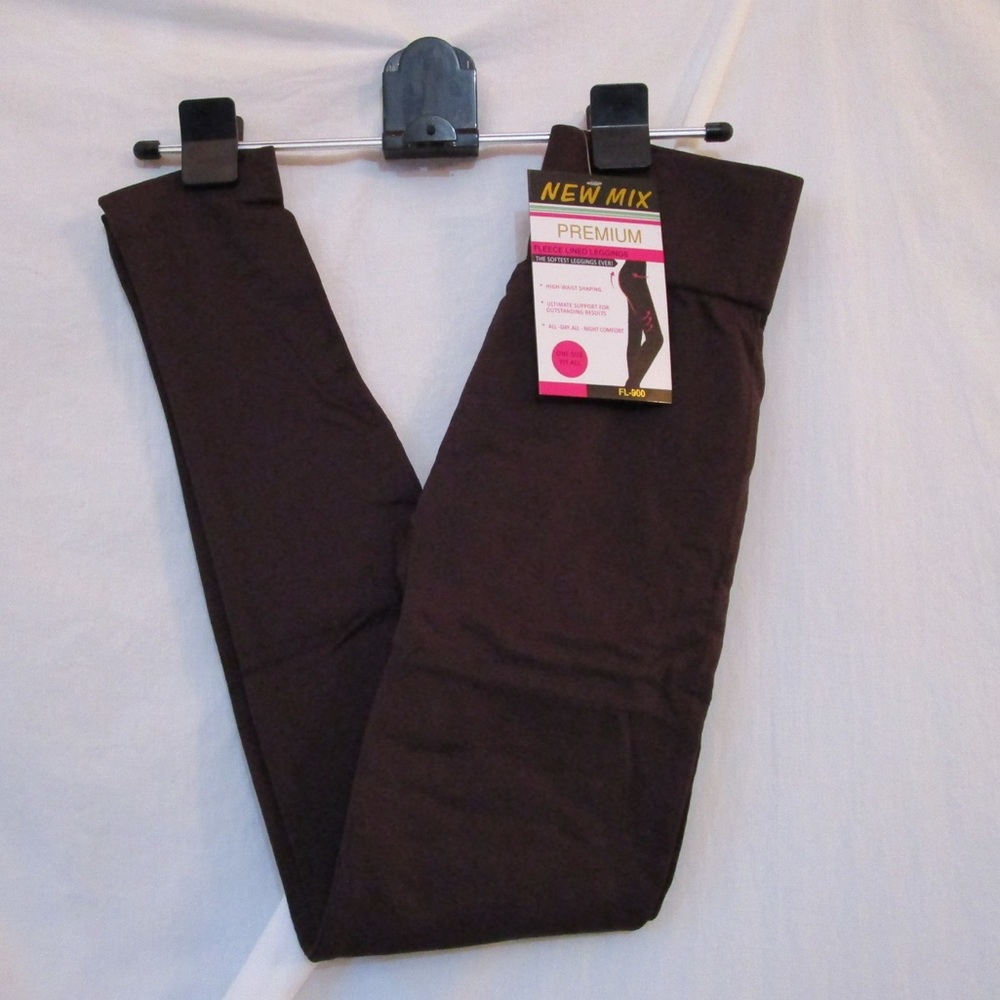 New Mix Brown Fleece Lined Leggings OSFM